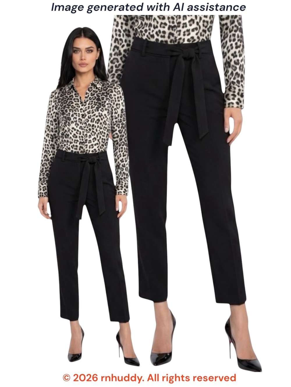 Chelsea28 size 8 black tie belt ankle pant
